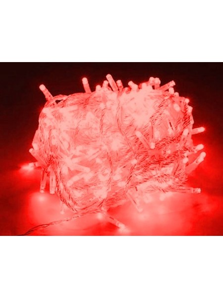 Гирлянда с/д 20м 220В цвет свечения: красный с контроллером,черный провод, 14 ватт, 200 led, IP65