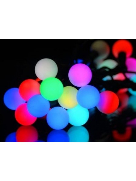 Гирлянда LED шарик 10 метров с контроллером,провод белый,100LED, шарика 23мм, цвет RGB