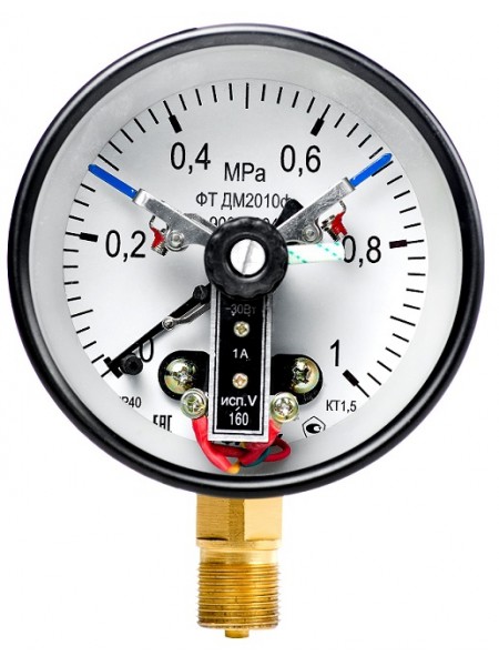 Манометры электроконтактные ДВ2010Ф, ДА2010Ф, ДМ2010Ф Тех. Стекло