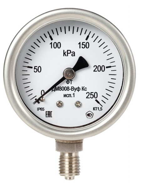 МАНОМЕТРЫ ВИБРОУСТОЙЧИВЫЕ КОРРОЗИОННОСТОЙКИЕ ДВ8008-ВУФ КС ИСП.1, ДА8008-ВУФ КС ИСП.1, ДМ8008-ВУФ КС ИСП.1 IP65