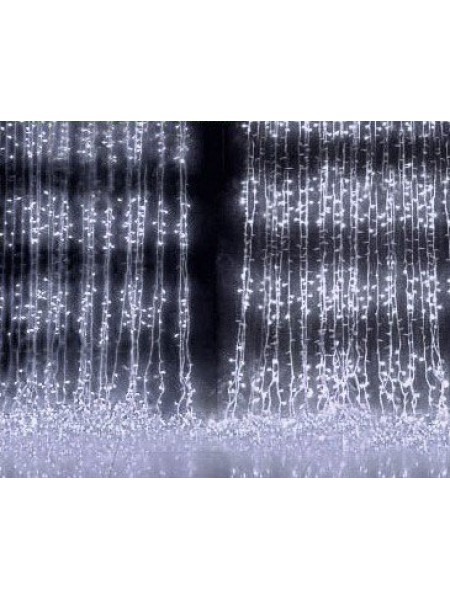  Занавес 320 LED Белый, полу-уличный, белый провод, 2,4*2м. коробка 15шт.