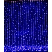 Эл.гир Занавес 576LED Синий, иметация водопада, полу-уличный, белый провод, 2*2,3м. коробка 10шт