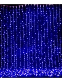 Эл.гир Занавес 576LED Синий, иметация водопада, полу-уличный, белый провод, 2*2,3м. коробка 10шт