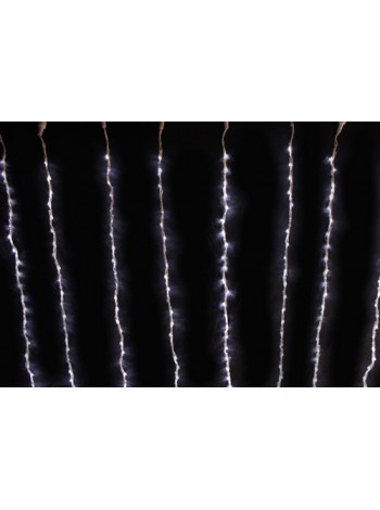 Эл.гир Занавес 576 LED Белый, иметация водопада, полу-уличный, белый провод, 2*2,3м. коробка 10шт.